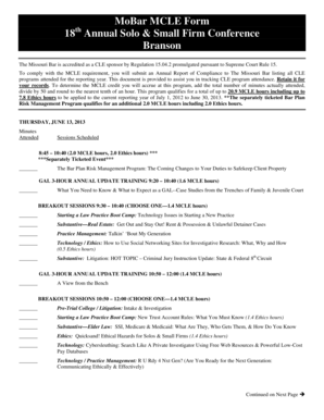 Missouri Bar MCLE Form