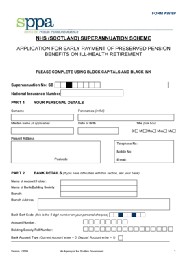 NHS Scotland Early Payment of Preserved Pension Benefits Form