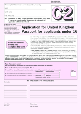 UK Child Passport Application Form