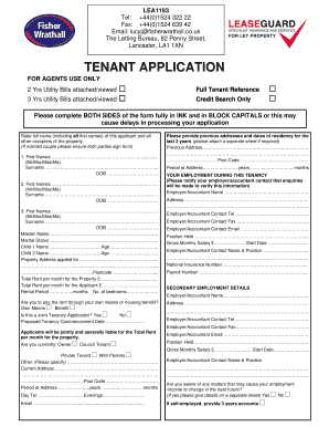UK Tenant Application Form