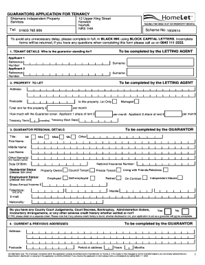 Guarantors Application for Tenancy