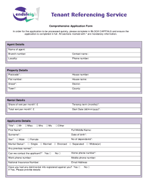 UK Tenancy Application Form