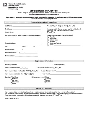 Wayne Memorial Hospital Employment Application