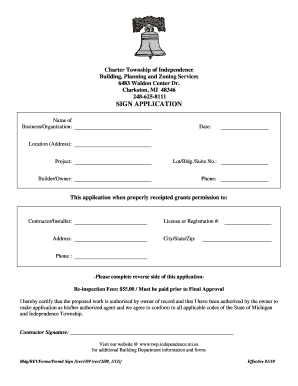 Michigan Sign Application Form