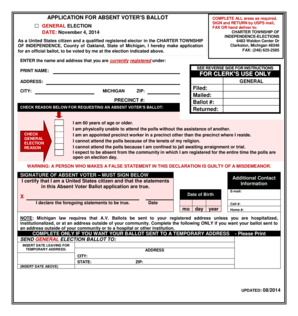 Michigan Absent Voter Ballot Application