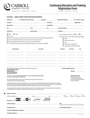 Carroll Community College Registration Form