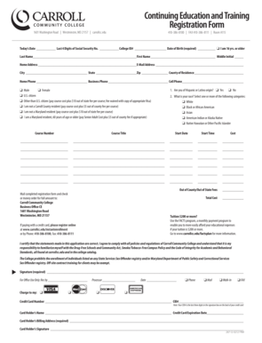 Carroll Community College Continuing Education Registration Form