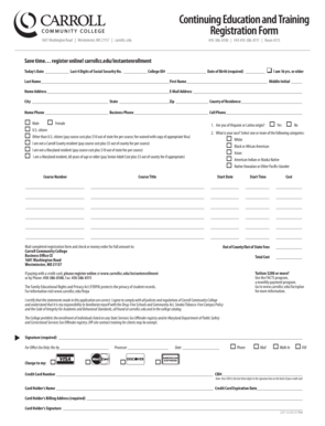 Carroll Community College Continuing Education Registration Form