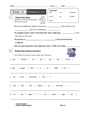 Simple Past Tense Worksheet
