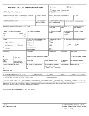 Product Quality Deficiency Report