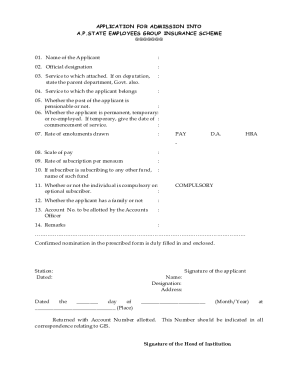 Application for A.P. State Employees Group Insurance Scheme