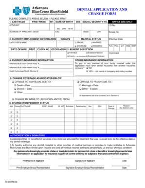 Dental Application and Change Form