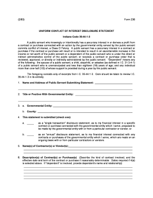 Indiana Conflict of Interest Disclosure Statement