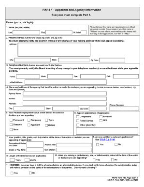 MSPB Form 185 Appeal Form