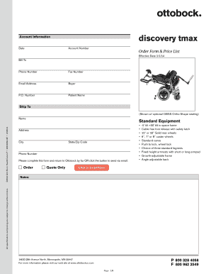 Ottobock Discovery Tmax Wheelchair Order Form