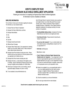 Highmark Blue Shield Enrollment Application