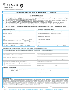 Member Submitted Health Insurance Claim Form
