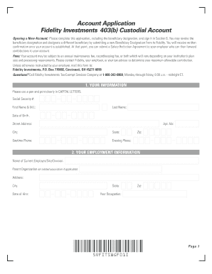 Fidelity 403(b) Custodial Account Application