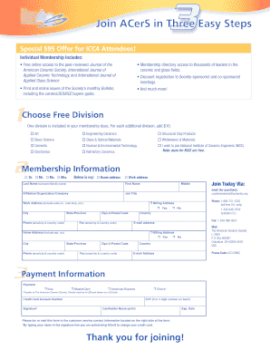 American Ceramic Society Membership Application