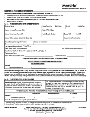 MetLife Election of Portable Coverage Form
