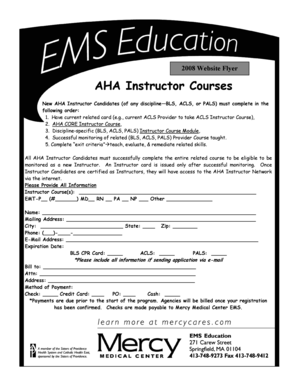 AHA Instructor Course Application Form