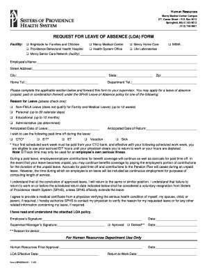 Request for Leave of Absence Form