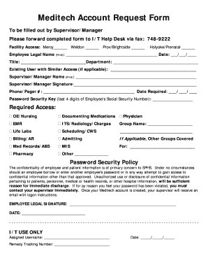 Meditech Account Request Form
