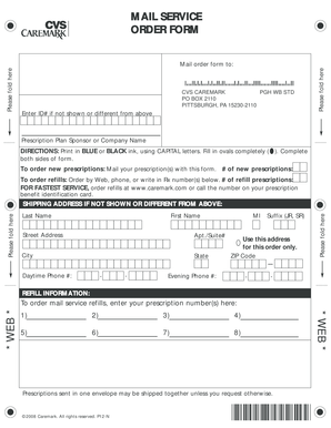 CVS Caremark Mail Service Order Form