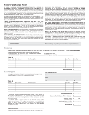 Return/Exchange Form