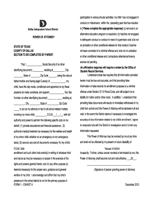 Texas Power of Attorney for School-Related Matters