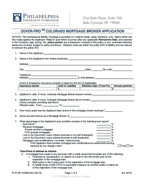 Colorado Mortgage Broker Application