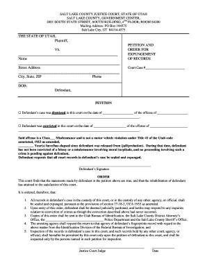 Utah Expungement Petition and Order