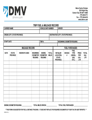 Trip Fuel & Mileage Record