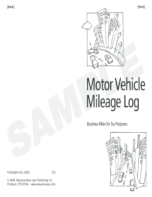 Motor Vehicle Mileage Log for Tax Purposes