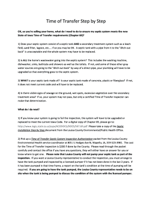 Iowa Time of Transfer Septic System Inspection Authorization