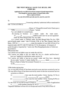 West Bengal Sales Tax Form 40A