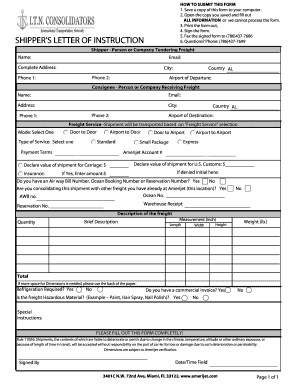 Shipper's Letter of Instruction