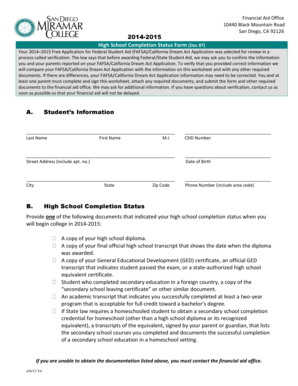 High School Completion Status Form