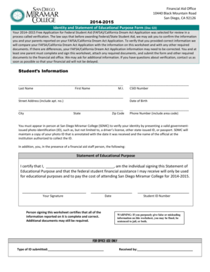 Identity and Statement of Educational Purpose Form