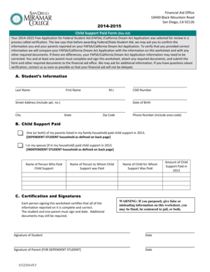 Child Support Paid Form (Doc G2)