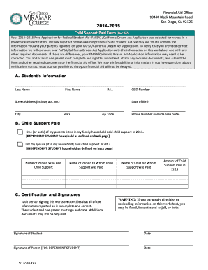 Child Support Paid Form (Doc G2)