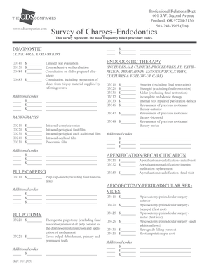 Survey of Charges–Endodontics