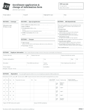 Dental and Vision Enrollment Application Form