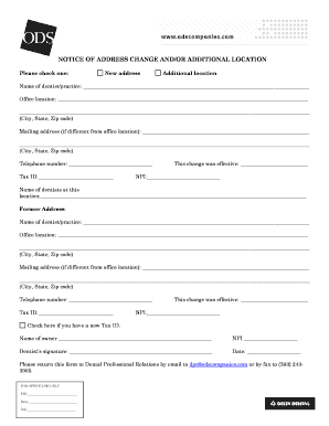 Dental Practice Address Change Notice