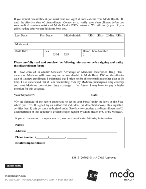 Moda Health PPO Disenrollment Form
