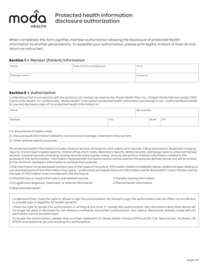 Protected Health Information Disclosure Authorization