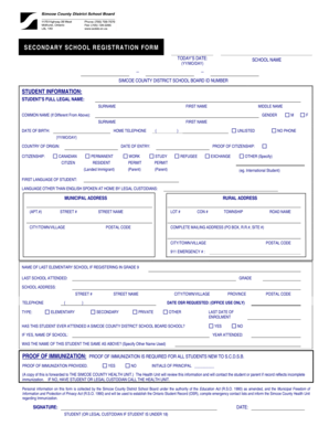 Secondary School Registration Form