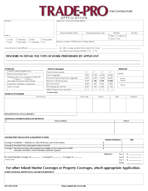 Contractor Insurance Application Form
