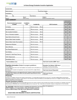 In-Home Energy Evaluation Incentive Application