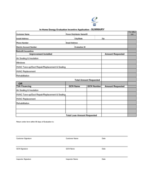 In-Home Energy Evaluation Incentive Application